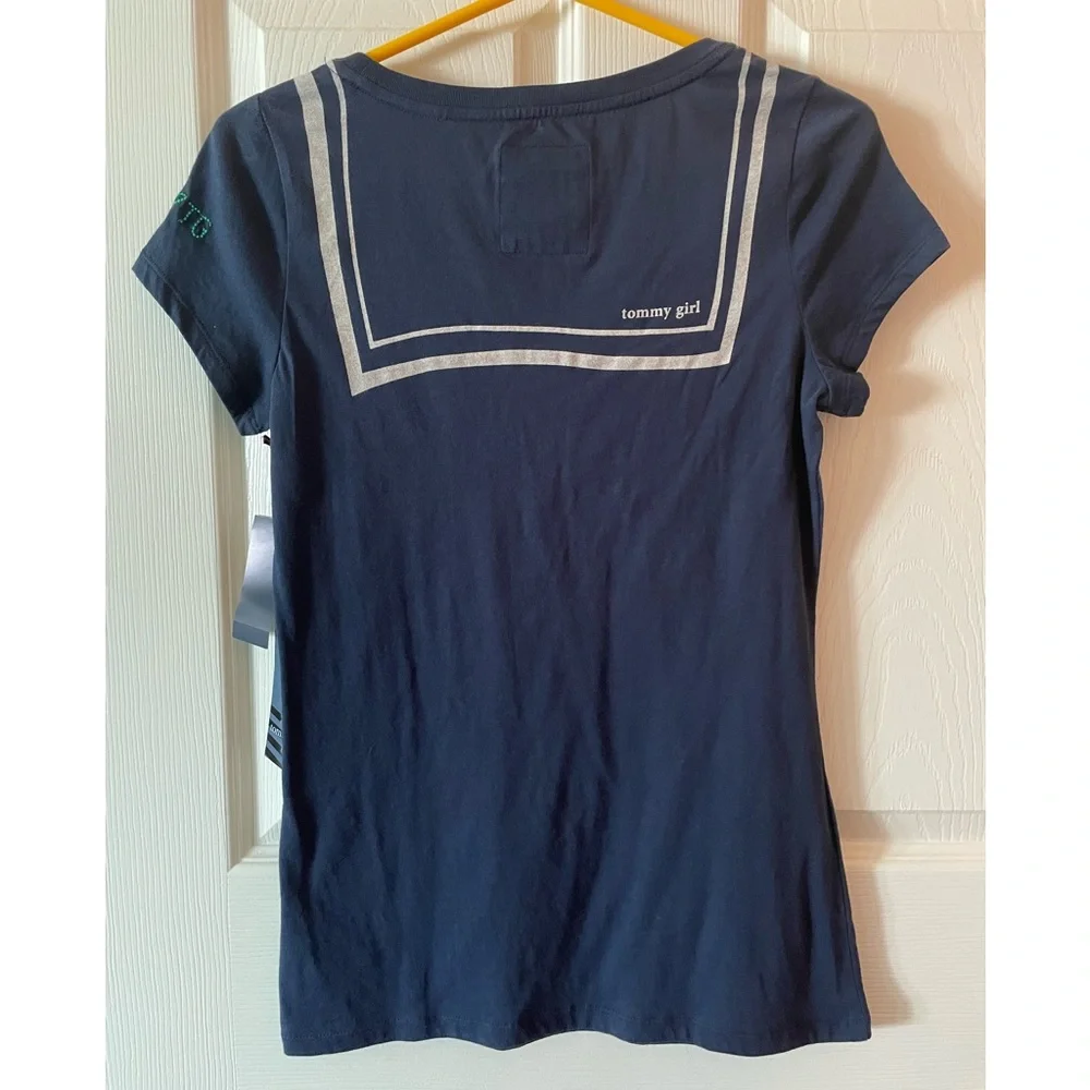 Tommy Girl Juniors Babydoll Sailor T-shirt Navy NWT size M - Picture 2 of 4